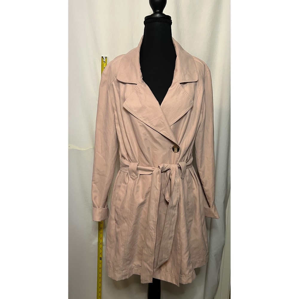 Jack Women's Pink Trench‎ Coat Belted Double Breasted Lapel Collar Medium